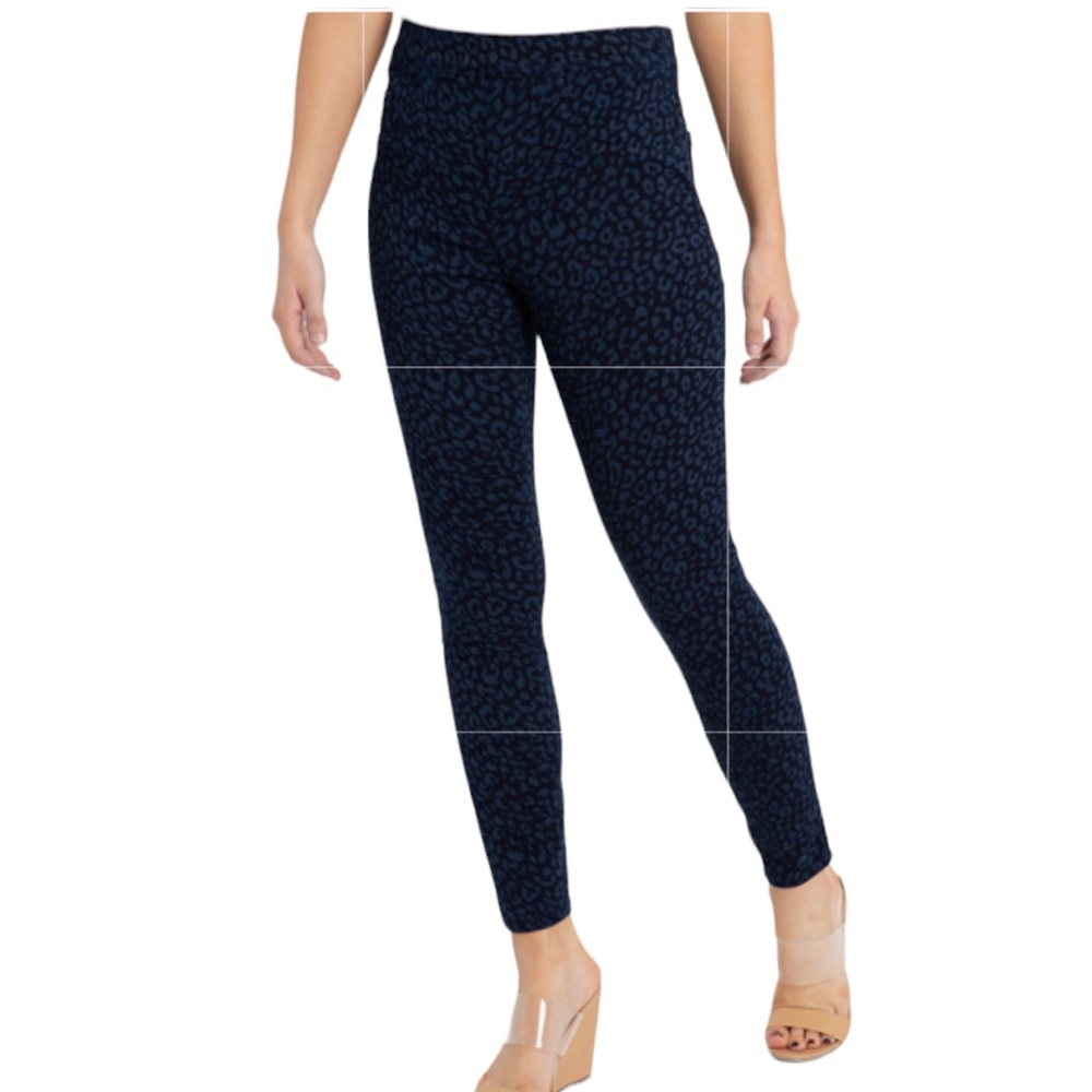 SPANX® Jean-ish Leggings in Denim Leopard Womens XL  Black Blue Animal Print